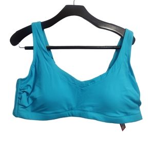 Xhillaration Swimsuit Top Teal Ribbed Scoop V Neckline Adjustable Straps